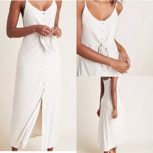 Anthropologie Saturday Sunday Striped Tie and Button Front Comfy Maxi Dress | XS